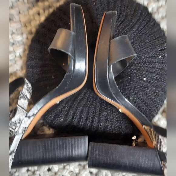 SCHUTZ Ankle Wrap Snakeskin Leather Block Heels - Picture 4 of 12